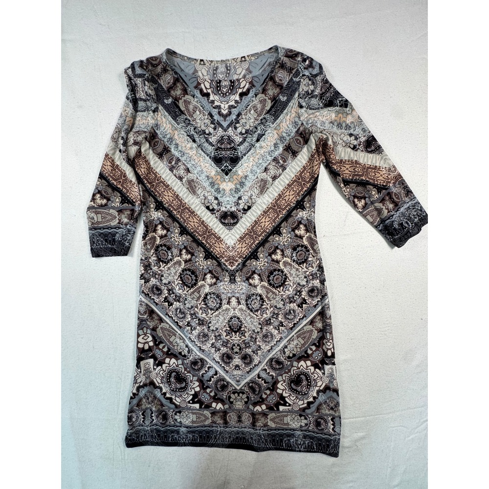 Unbranded Paisley Boho Sheath Dress Womens Medium Multi Color V-Neck